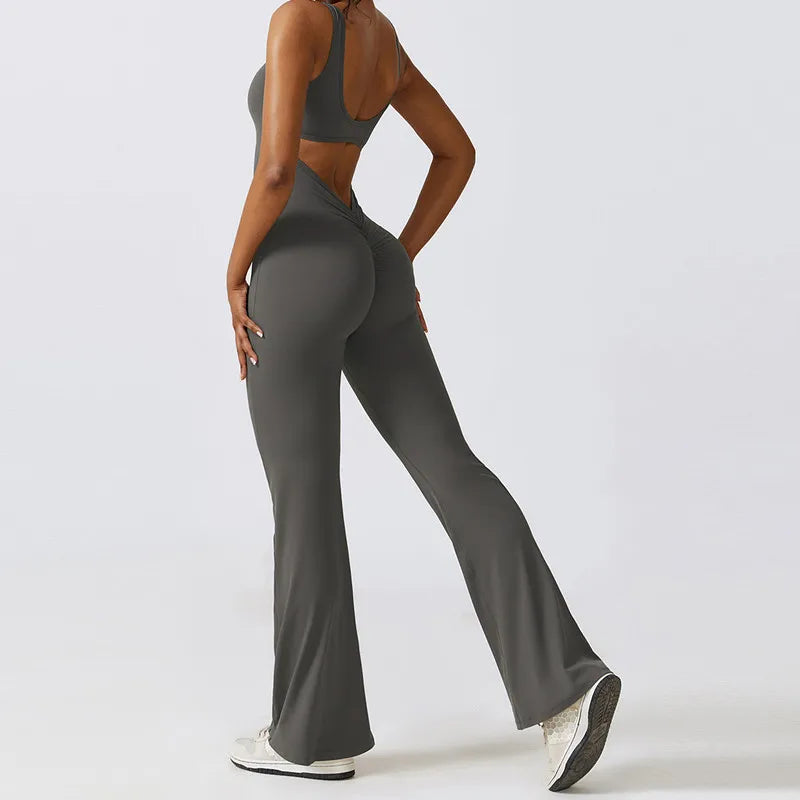 Sexy Back V Jumpsuit Gym Set Women